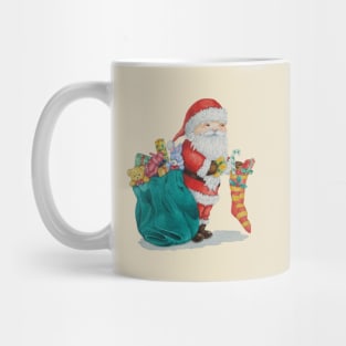 unique christmas picture of cute santa with stocking Mug